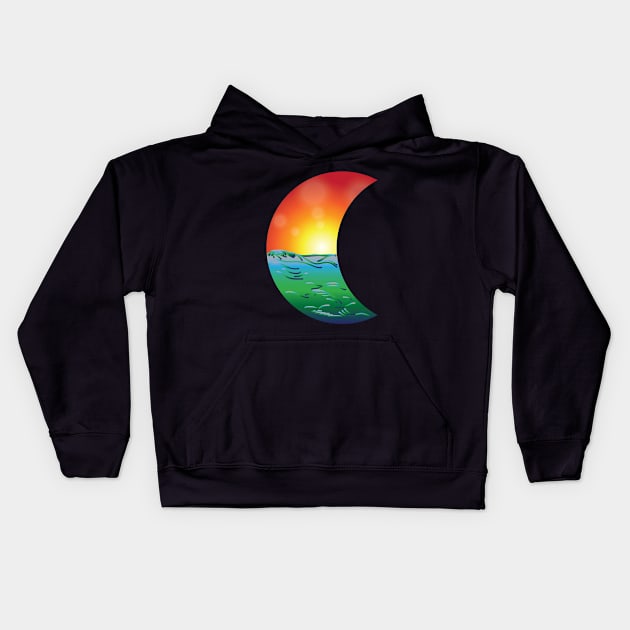 Half Moon Sunset Kids Hoodie by slice_of_pizzo